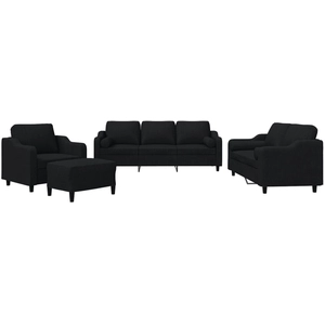 vidaXL Ensemble de canapés 4 pcs avec coussins noir tissu