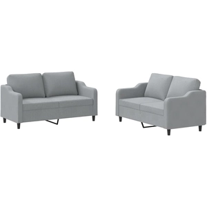 vidaXL Ensemble de canapés 2 pcs avec coussins Gris clair Tissu pas cher