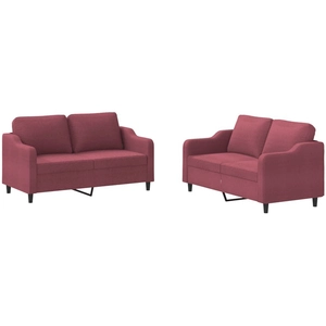 vidaXL Ensemble de canapés 2 pcs avec coussins Rouge bordeaux Tissu