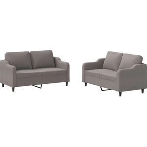 vidaXL Ensemble de canapés 2 pcs avec coussins Taupe Tissu pas cher