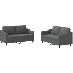 Comparateur de prix : vidaXL Ensemble de canapés 2 pcs avec coussins Gris foncé Tissu