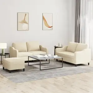 vidaXL Ensemble de canapés 3 pcs avec coussins Crème Tissu pas cher