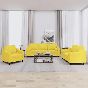 vidaXL Ensemble de canapés 3 pcs avec coussins jaune clair tissu pas cher