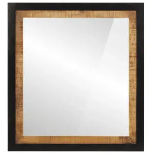 vidaXL Miroir de salle de bain 55x1x60cm verre et bois massif manguier pas cher