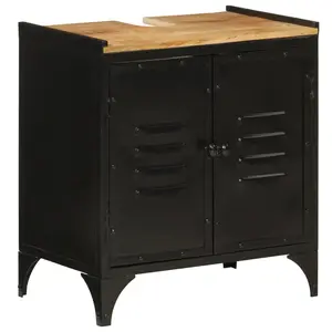 Comparateur de prix : vidaXL Armoire de lavabo de salle de bain fer et bois de manguier