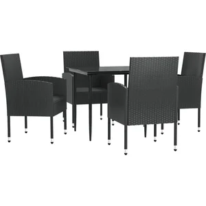 vidaXL Ensemble à manger de jardin 5 pcs noir résine tressée et acier pas cher