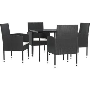 vidaXL Ensemble à manger de jardin 5 pcs noir résine tressée et acier pas cher