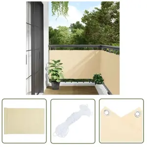 The Living Store Balkonscherm 400x90 cm PVC crèmekleurig - Balkonscher...Vendu parbol