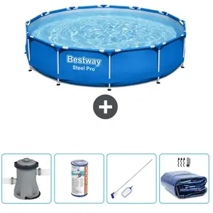 Bestway Rond Steel Pro Zwembad - 366 x 76 cm - Blauw - Inclusief Pomp ...