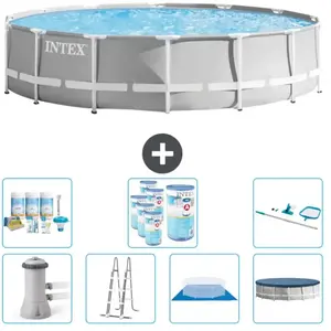 Intex Rond Prism Frame Zwembad - 427 x 107 cm - Grijs - Inclusief Pomp... pas cher