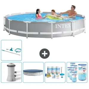 Intex Rond Prism Frame Zwembad - 366 x 76 cm - Grijs - Inclusief Pomp ...