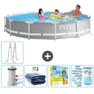 Intex Rond Prism Frame Zwembad - 366 x 76 cm - Grijs - Inclusief Pomp ...