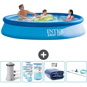 Intex Rond Opblaasbaar Easy Set Zwembad - 366 x 76 cm - Blauw - Inclus...