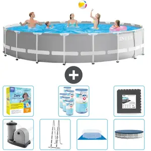 Intex Rond Prism Frame Zwembad - 610 x 132 cm - Grijs - Inclusief Pomp... pas cher
