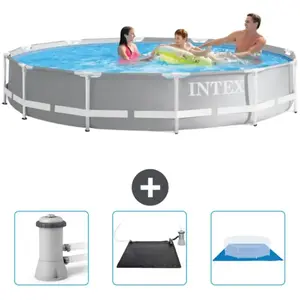 Intex Rond Prism Frame Zwembad - 366 x 76 cm - Grijs - Inclusief Zwemb...