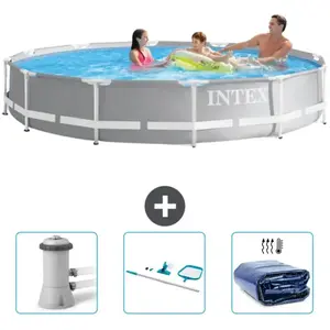 Intex Rond Prism Frame Zwembad - 366 x 76 cm - Grijs - Inclusief Zwemb...