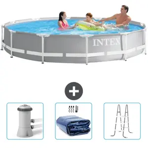 Intex Rond Prism Frame Zwembad - 366 x 76 cm - Grijs - Inclusief Zwemb...