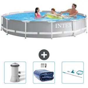 Intex Rond Prism Frame Zwembad - 366 x 76 cm - Grijs - Inclusief Zwemb...