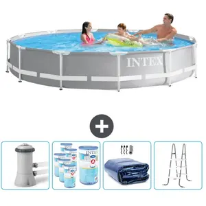 Intex Rond Prism Frame Zwembad - 366 x 76 cm - Grijs - Inclusief Pomp ...
