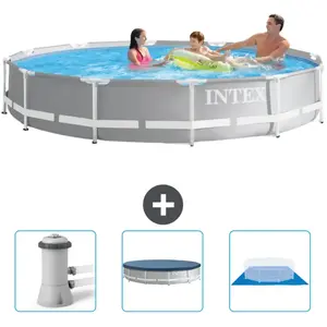 Intex Rond Prism Frame Zwembad - 366 x 76 cm - Grijs - Inclusief Zwemb...
