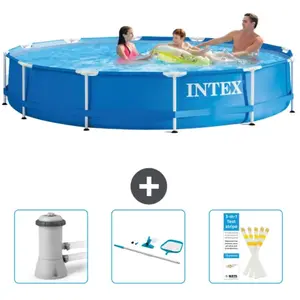 Intex Rond Frame Zwembad - 366 x 76 cm - Blauw - Inclusief Zwembadfilt... pas cher