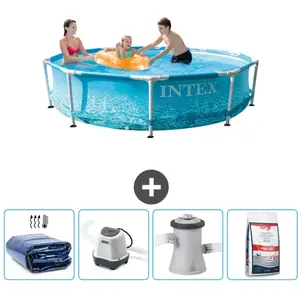Intex Rond Frame Zwembad - 305 x 76 cm - Waterprint - Inclusief Solarz...