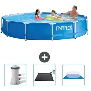 Intex Rond Frame Zwembad - 366 x 76 cm - Blauw - Inclusief Zwembadfilt...