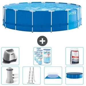 Intex Rond Frame Zwembad - 457 x 122 cm - Blauw - Inclusief Pomp - Lad... pas cher