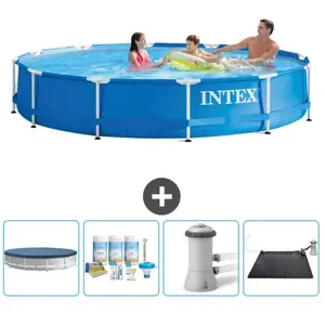 Intex Rond Frame Zwembad - 366 x 76 cm - Blauw - Inclusief Afdekzeil -...
