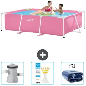 Intex Rechthoekig Frame Zwembad - 220 x 150 x 60 cm - Roze - Inclusief...