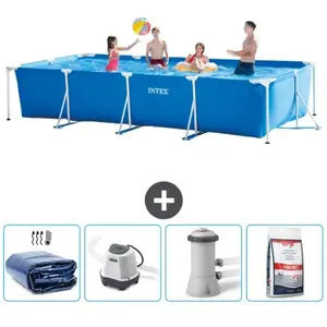 Intex Rechthoekig Frame Zwembad - 450 x 220 x 84 cm - Blauw - Inclusie... pas cher