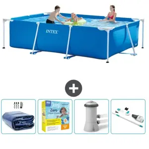 Intex Rechthoekig Frame Zwembad - 300 x 200 x 75 cm - Blauw - Inclusief Solarzeil - Onderhoudspakket - Zwembadfilterpomp - StofzuigerVendu parbol