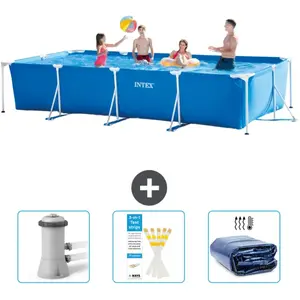 Intex Rechthoekig Frame Zwembad - 450 x 220 x 84 cm - Blauw - Inclusie...
