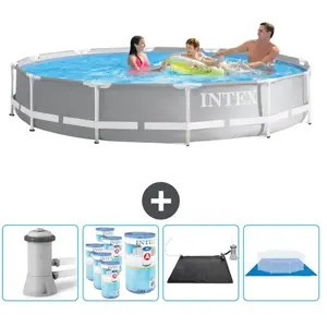 Intex Rond Prism Frame Zwembad - 366 x 76 cm - Grijs - Inclusief Pomp ...