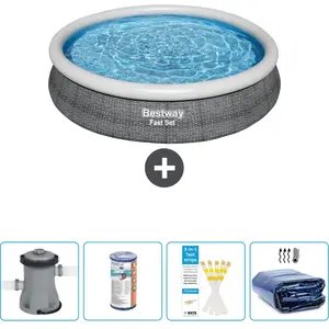 Bestway Rond Opblaasbaar Fast Set Zwembad - Rotanprint - 366 x 76 cm -...Vendu parbol