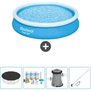 Bestway Rond Opblaasbaar Fast Set Zwembad - 366 x 76 cm - Blauw - Incl...