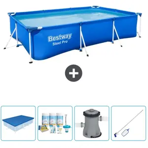 Bestway Rechthoekig Steel Pro Zwembad - 300 x 201 x 66 cm - Blauw - In...