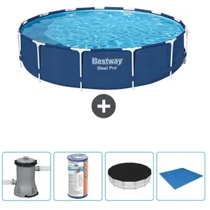 Bestway Rond Steel Pro Zwembad - 396 x 84 cm - Blauw - Inclusief Pomp ...