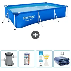 Bestway Rechthoekig Steel Pro Zwembad - 300 x 201 x 66 cm - Blauw - In...