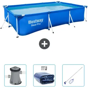 Bestway Rechthoekig Steel Pro Zwembad - 300 x 201 x 66 cm - Blauw - In...