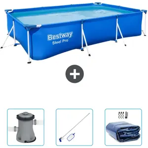 Bestway Rechthoekig Steel Pro Zwembad - 300 x 201 x 66 cm - Blauw - In...