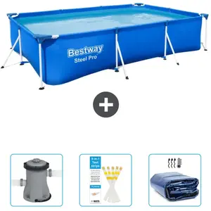 Bestway Rechthoekig Steel Pro Zwembad - 300 x 201 x 66 cm - Blauw - In...