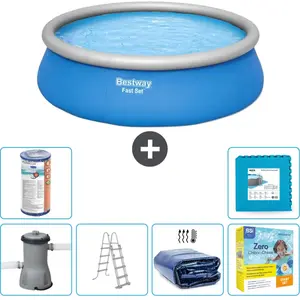 Bestway Rond Opblaasbaar Fast Set Zwembad - 457 x 122 cm - Blauw - Inc... pas cher