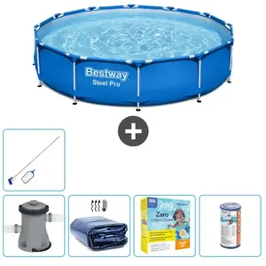 Bestway Rond Steel Pro Zwembad - 366 x 76 cm - Blauw - Inclusief Pomp ...