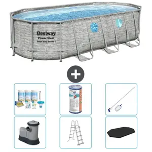 Bestway Ovaal Power Steel Swim Vista Zwembad - Steenprint - 549 x 274 ...