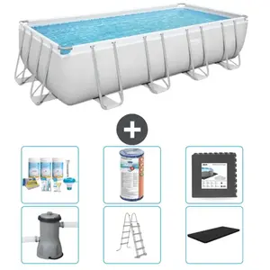 Bestway Rechthoekig Power Steel Zwembad - 488 x 244 x 122 - Grijs Incl... pas cher