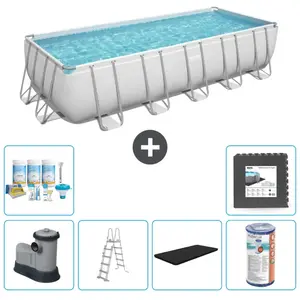 Bestway Rechthoekig Power Steel Zwembad - 640 x 274 x 132 - Grijs - In...