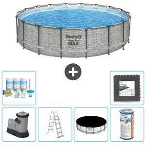 Bestway Rond Steel Pro MAX Zwembad - Steenprint - 549 x 122 - Inclusie... pas cher