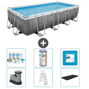 Bestway Rechthoekig Power Steel Zwembad - Rattanprint - 549 x 274 x 12...