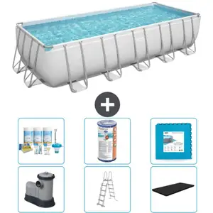 Bestway Rechthoekig Power Steel Zwembad - 640 x 274 x 132 - Grijs - In...